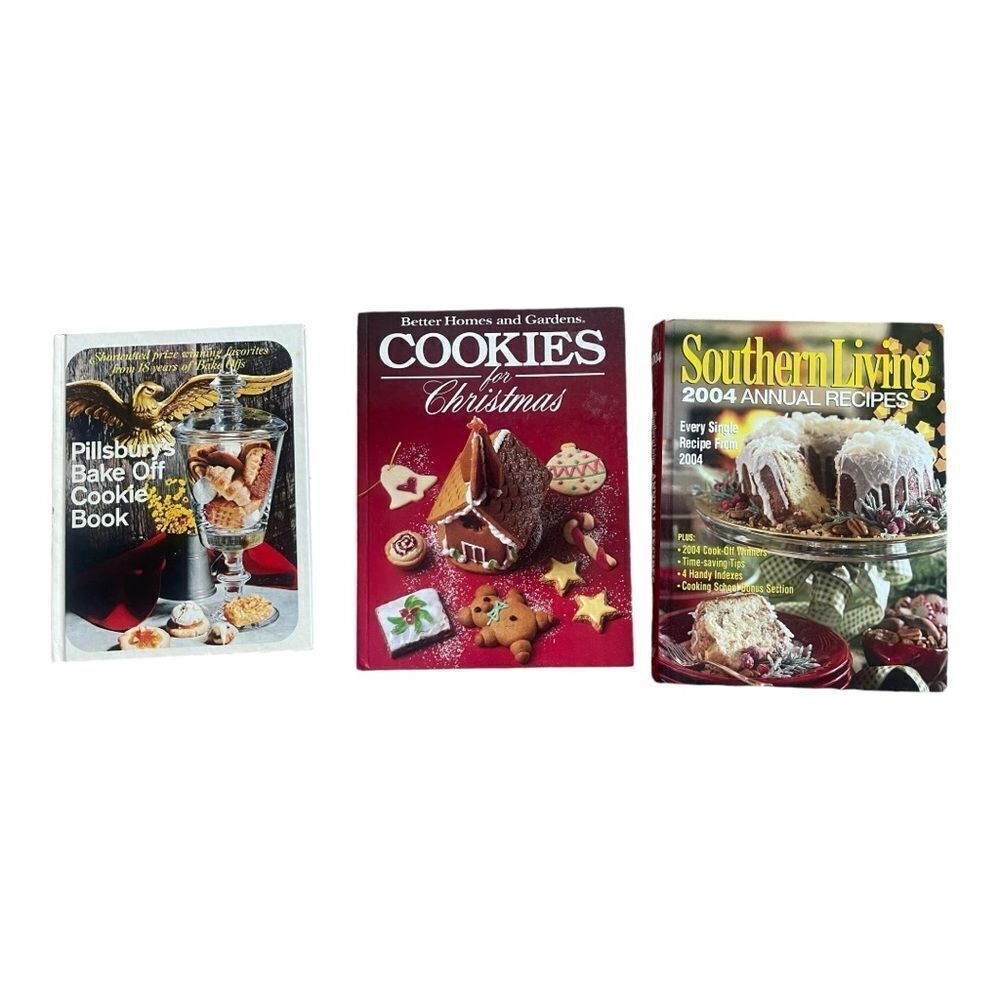 Set of 3 Vintage Cookbooks Pillburys Bake Off Christmas Cookies Southern Living